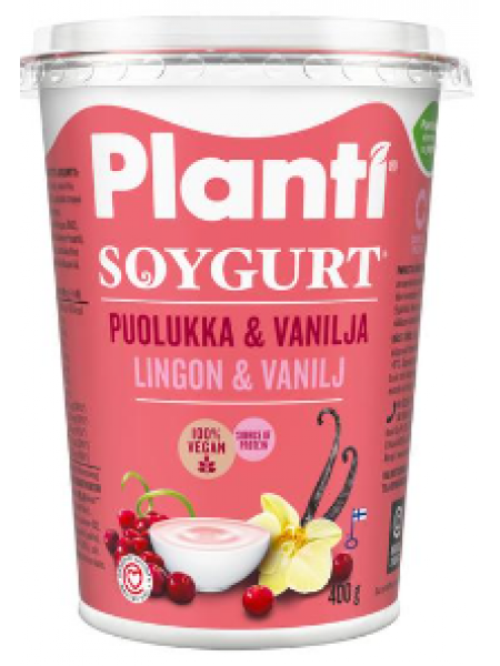 Йогурт соевый Planti Puolukka & Vanilja 400г яблоко ваниль