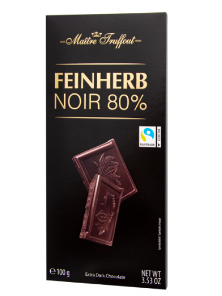 Шоколад плиточный Maître Truffout Premium extra dark chocolate 80% 100г